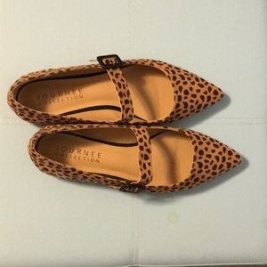 Journee Collection Animal Print Flats with Pointed Toe Design